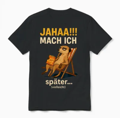 Jahaa Mache Ich Später Vielleicht Spruch Lustig Ironisch Unisex T-Shirt - Black
