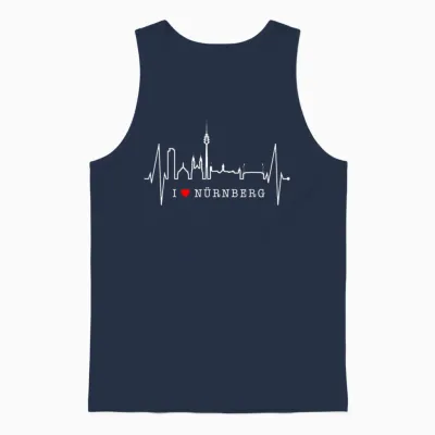 Nürnberg Skyline Herzschlag Fan Herz Liebe I Love Nürnberg Unisex Tank Top - Navy