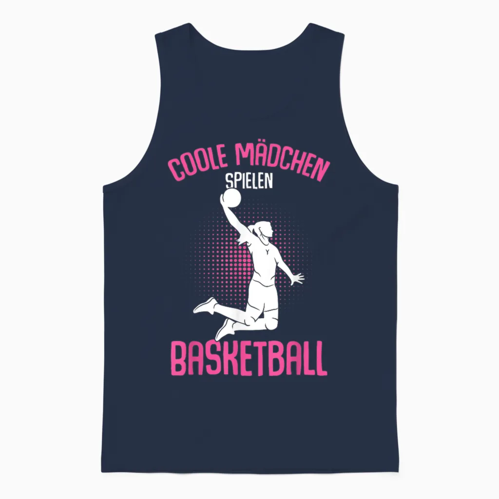 Cool Girls Playing Basketball Basketball Children's Unisex Tank Top in Navy