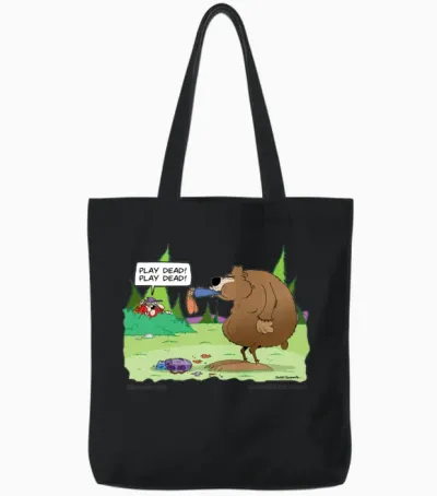 Play Dead! Play Dead! Tote Bags - Black