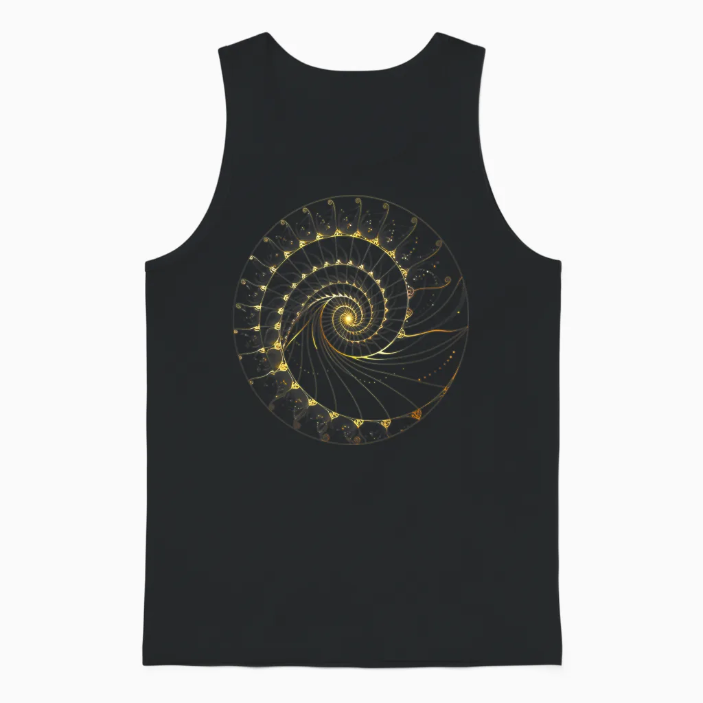 Fibonacci Spiral Ratio Mathematicians Sacred Geometry Unisex Tank Top in Black