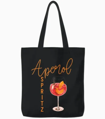 Orange Spritz Watercolour Drink Summer Cocktail Gift T-Shirt, Black, S Tote Bags - Black