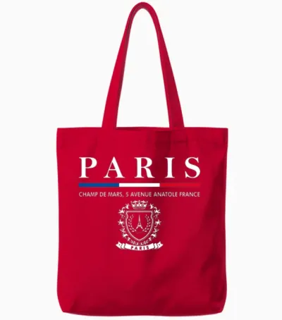 Shop Paris T-Shirt Online - Souvenirs De Paris Tote Bags - Red