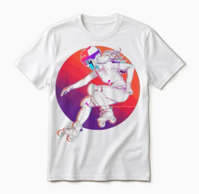 Graphic 90s Roller Skating Girl for Girls Unisex T-Shirt - White
