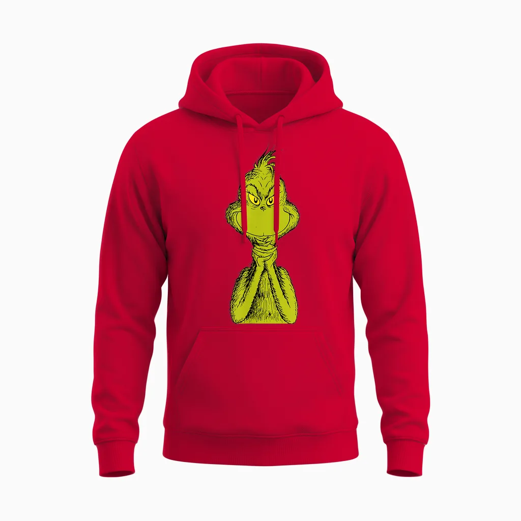 Dr. Seuss Classic Sly Grinch Unisex Hoodie in Red