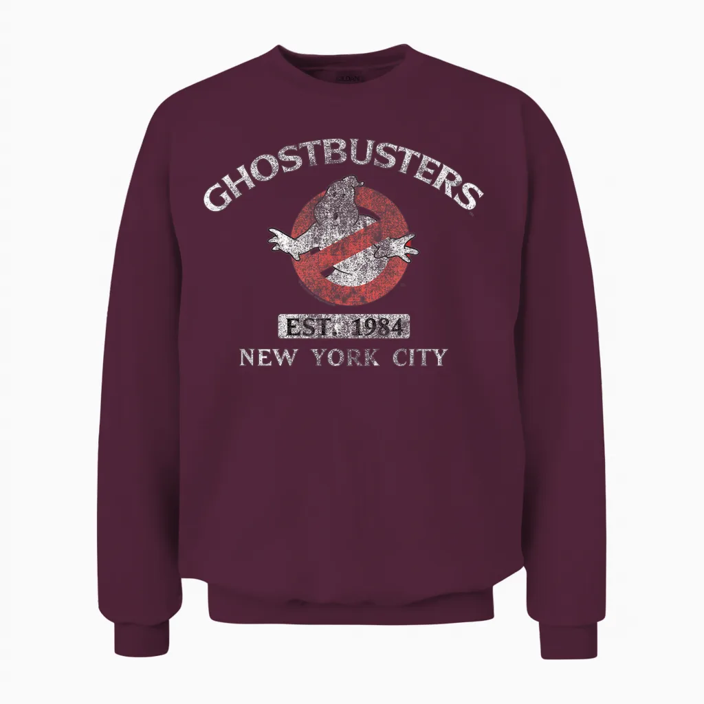 Ghostbusters Est. 1984 New York City Retro Movie Unisex Sweatshirt in Maroon