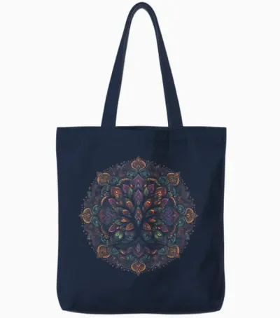 Cooles Lebensbaum-Symbol Im Mandala-Kunst-Stil Für Herren Und Damen Tote Bags - Navy