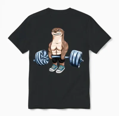 Otter Weight Lifting Gift Gym Fitness Men Unisex T-Shirt - Black