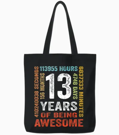 Geburtstag 13 Geschenke Shirt 13 Jahre Jungen Mädchen Tote Bags - Black