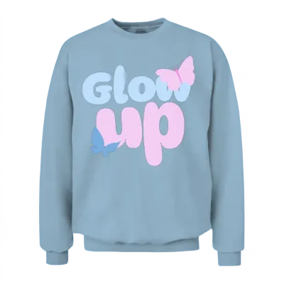 Glow Up Bold Butterfly Aesthetic Design Unisex Sweatshirt - Light Blue