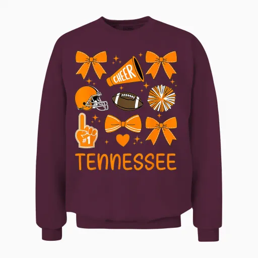 Tennessee Women Toddler Girls Kids Bow Orange for Tn Lovers Unisex Sweatshirt - Maroon