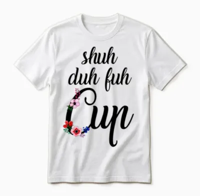 Shuh Duh Fuh Cup Flowers Unisex T-Shirt - White