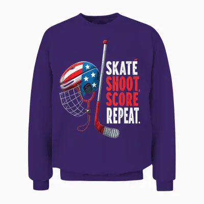 Youth Usa Ice Hockey Jersey Ice Boys Hockey Birthday Unisex Sweatshirt - Purple