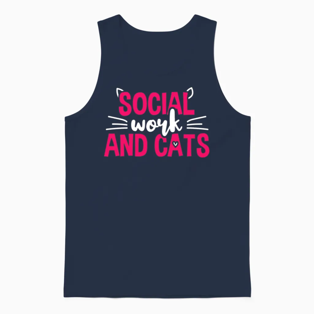 Social Work and Cats Social Worker Unisex Tank Top in Navy