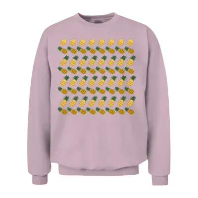 Yellow Retro Ananases Pattern Unisex Sweatshirt - Light Pink
