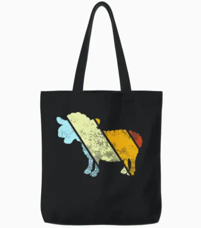Sheep Retro Tote Bags - Black