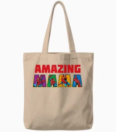 Marvel Spider-Man Amazing Mama Mom Birthday Mother’s Day Tote Bags - Natural