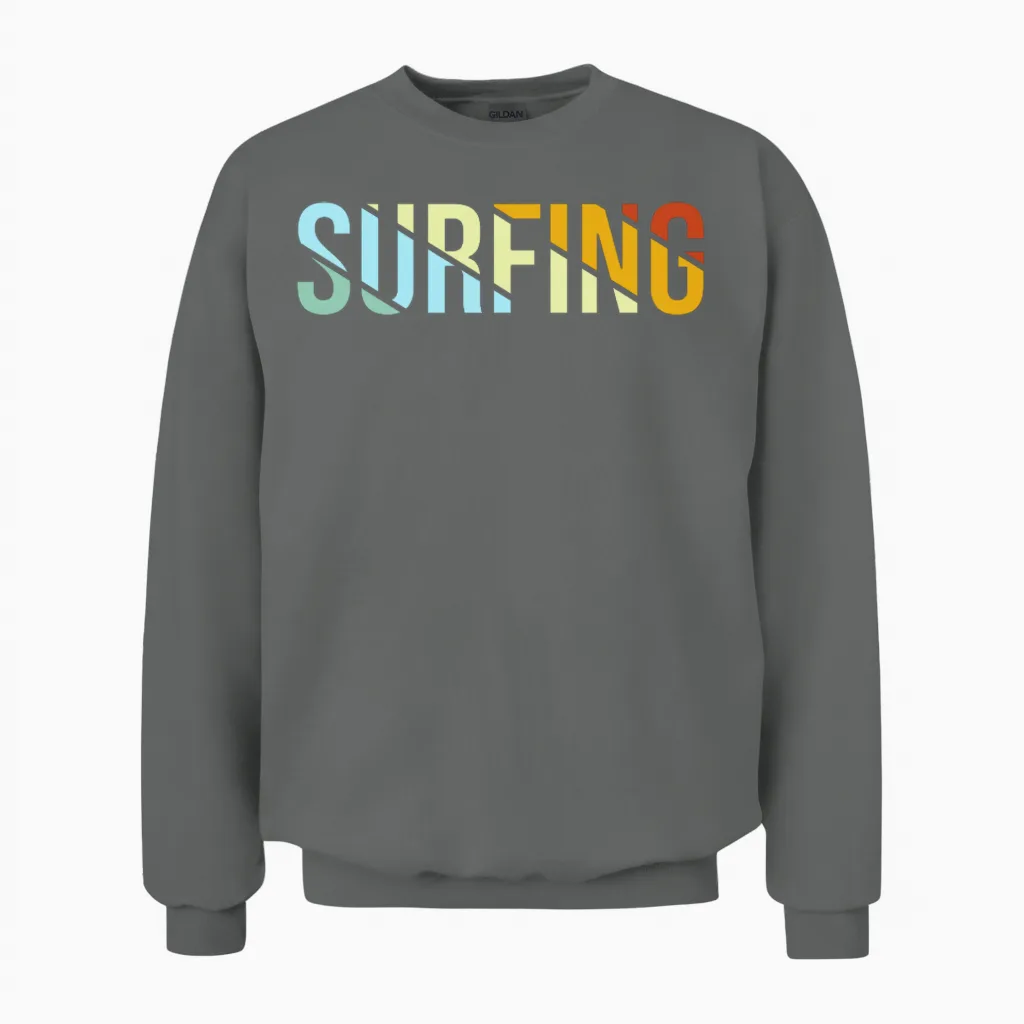 Surfing Retro Unisex Sweatshirt in Graphite Heather