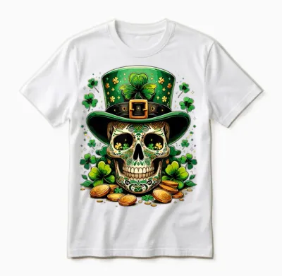 Goblin Skull St Patricks Day Shenanigans Saint Patrick T-Shirt, Black, S Unisex T-Shirt - White