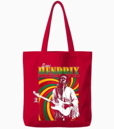 Jimi Hendrix Reggae Swirl on Stage Vintage Band Tote Bags - Red