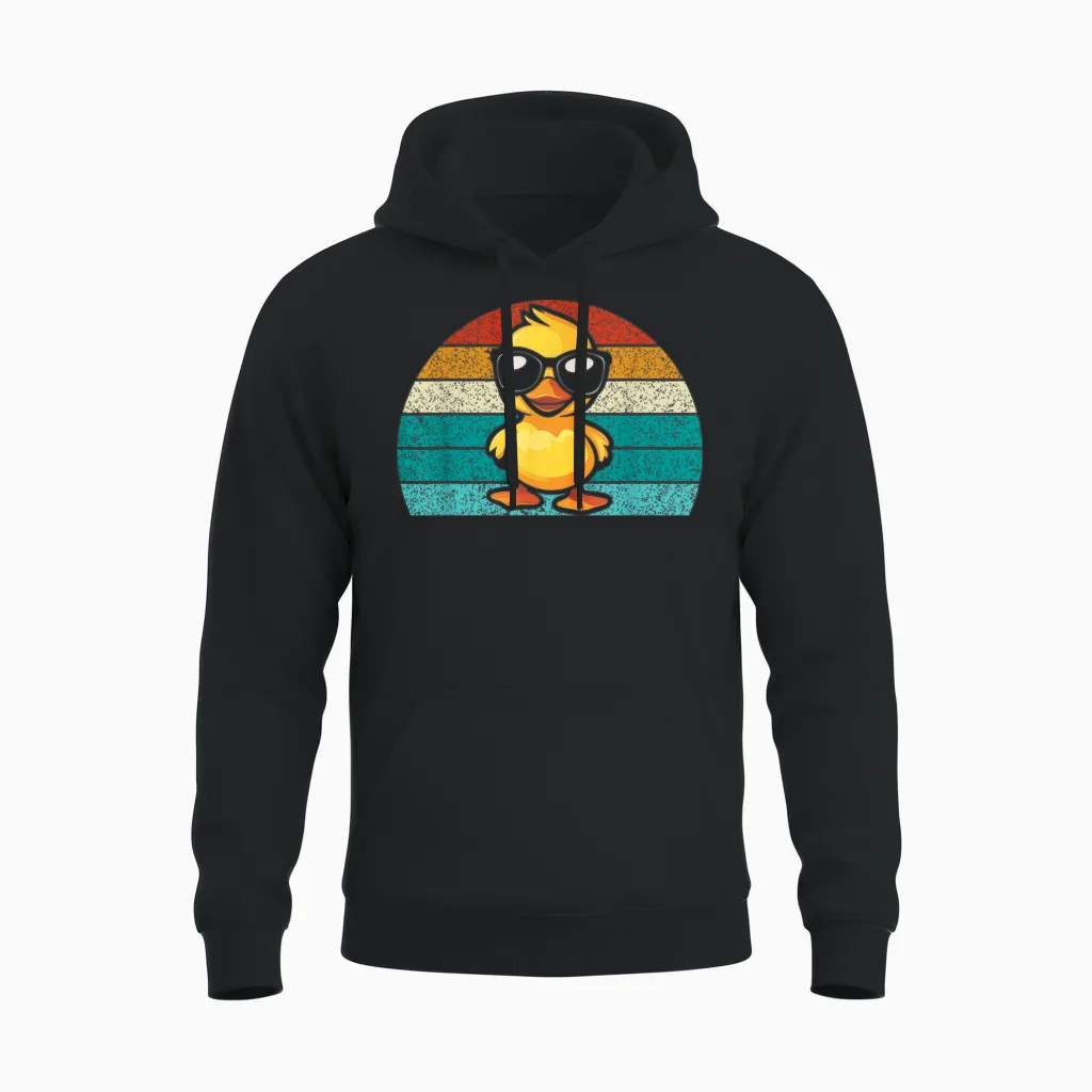 Coole Gelbe Retro Ente Mit Sonnenbrille, Lustige Ente Unisex Hoodie in Black