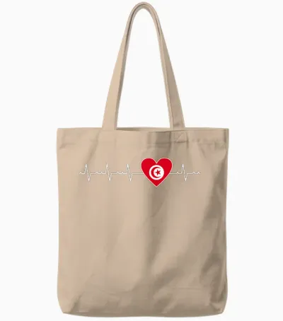 Drapeau Tunisien Battement De Cœur Fière Tunisie Homme Femme Tote Bags - Natural