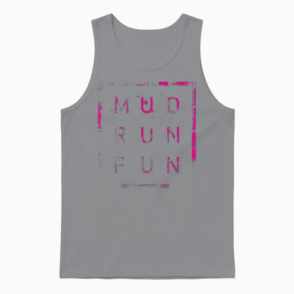 Mud Run Fun Tough Mudder Pink Trail Running Und Marathon Unisex Tank Top in Sport Grey