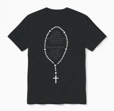 Rosary in Latin Unisex T-Shirt - Black
