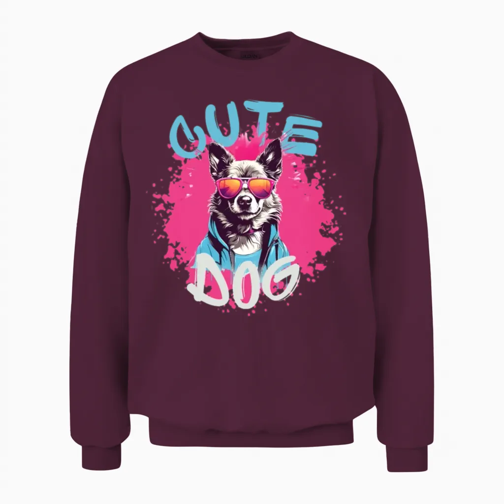 Cute Dog Lovers Unisex Sweatshirt in Maroon