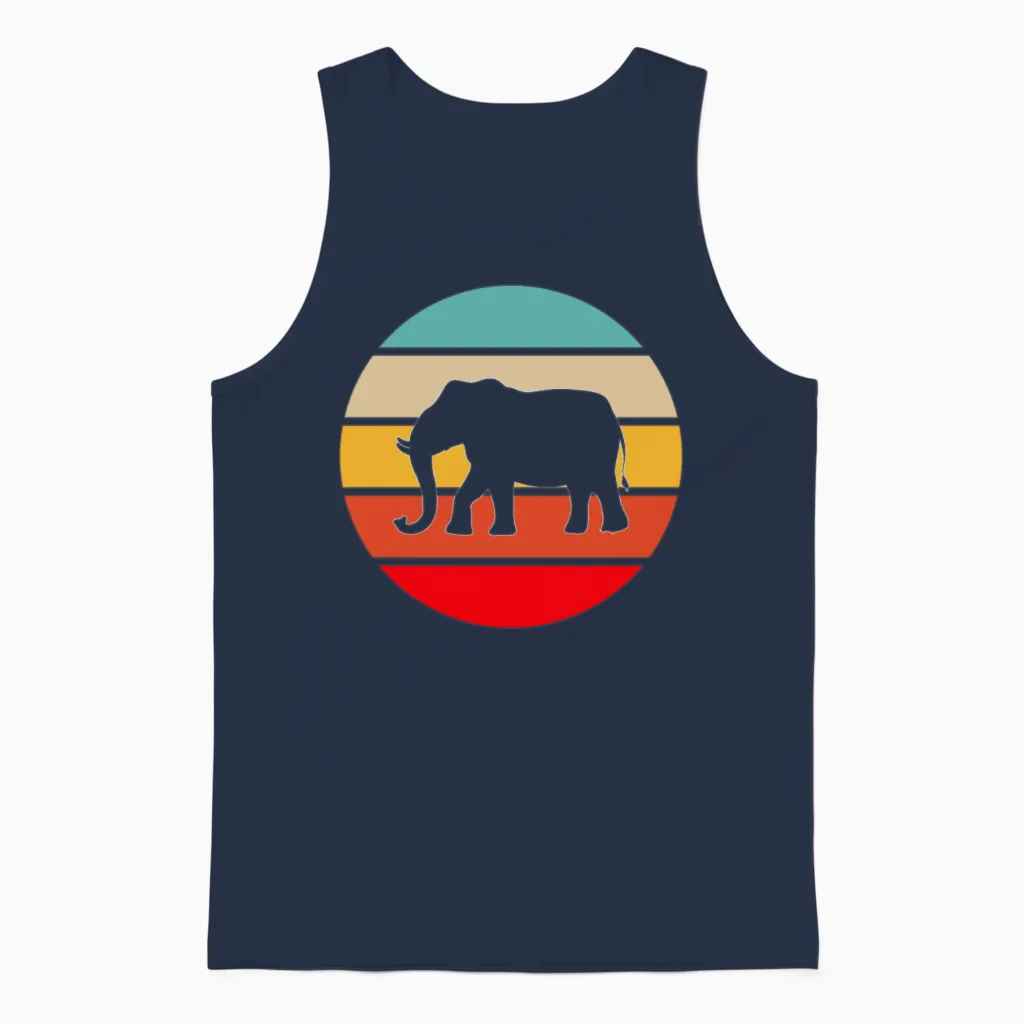 Elephant Retro Unisex Tank Top in Navy