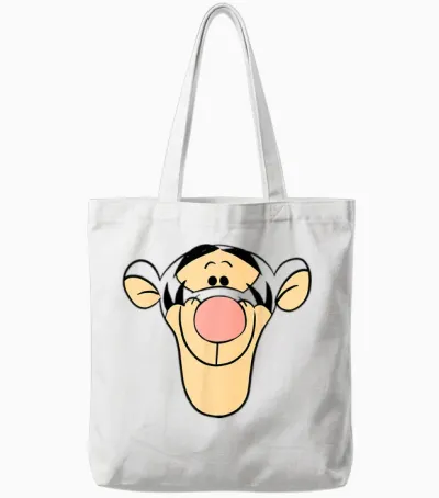 Disney Winnie the Pooh Tigger Big Face T-Shirt, Orange, S Tote Bags - White