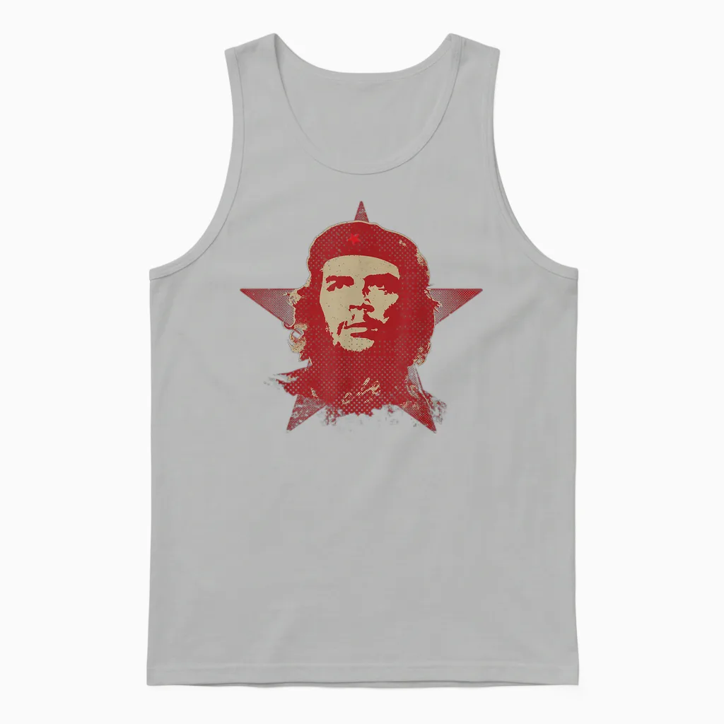 Red Che Guevara Guerrilla Star Cuban Revolution Heritage T-Shirt, Black Unisex Tank Top in Ash