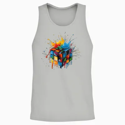 Melting Magic Cube 70s 80s 90s T-Shirt, Black Unisex Tank Top - Ash