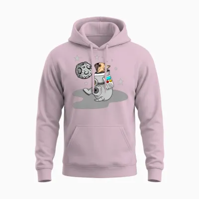 Funny Dog Astronaut Unisex Hoodie - Light Pink