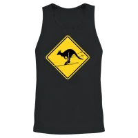 Skiing Kangaroo Warning Unisex Tank Top - Black – 2