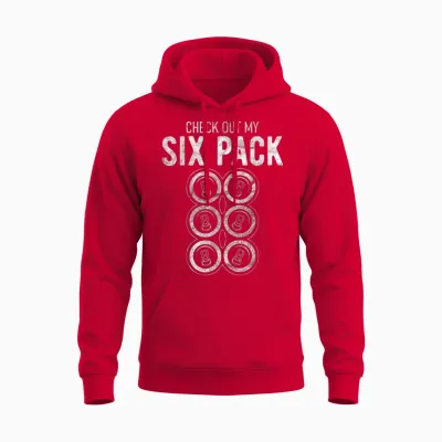 Check Out My Six Pack Funny Beer, Funny Drinking Unisex Hoodie - Red