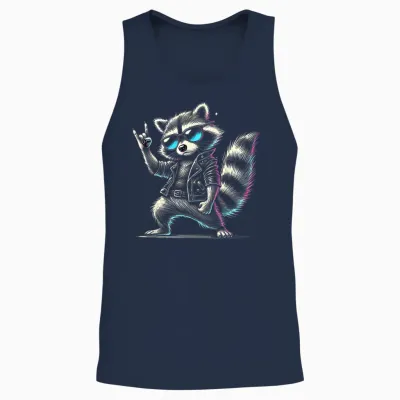 Retro-Waschbär Rockmusik Lustiges Geschenk Für Männer Frauen Unisex Tank Top - Navy