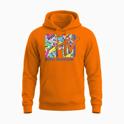 Das Offizielle Mtv-Logo Mit Den Klassischen 80er-Jahre-Bändern. Unisex Hoodie - Safety Orange