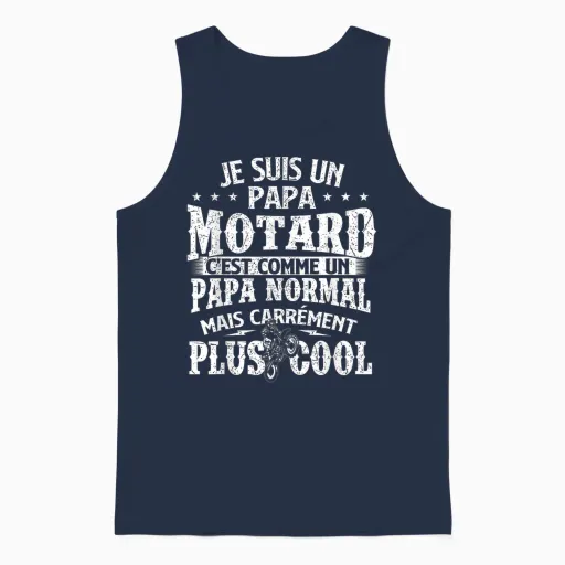 Je Suis Un Papa Motard - Biker Motorcycle Motorcycling T-Shirt, Black, S Unisex Tank Top - Navy