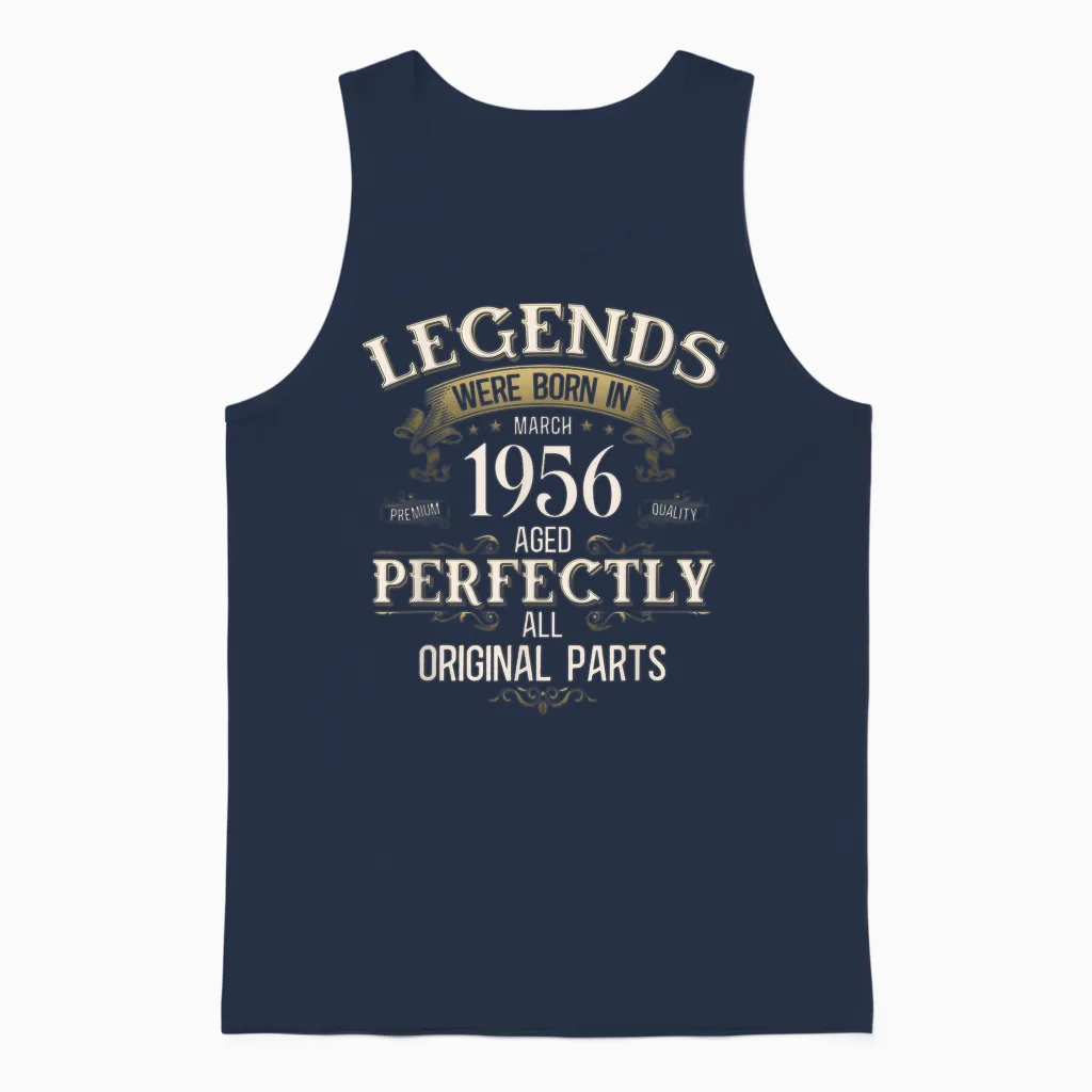 70 Ans Anniversaire Homme Cadeau Mars 1956 Vintage Unisex Tank Top in Navy