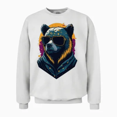 Fanny Beautiful Bear Design .cool Bear Design Unisex Sweatshirt - White