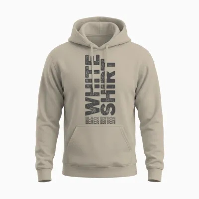 Weißes Shirt Schwarze Edition White Shirt Black Edition Langarmshirt Unisex Hoodie - Sand