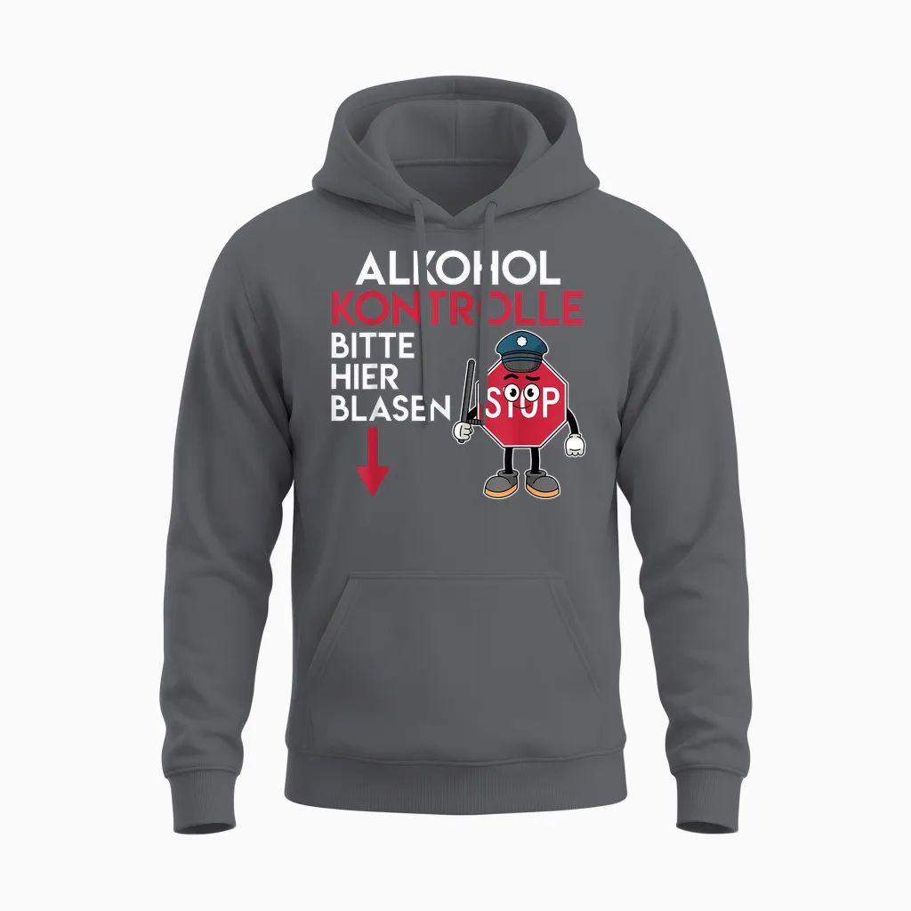 Malle Alkoholkontrolle Bitte Hier Blasen Mallorca Unisex Hoodie in Charcoal