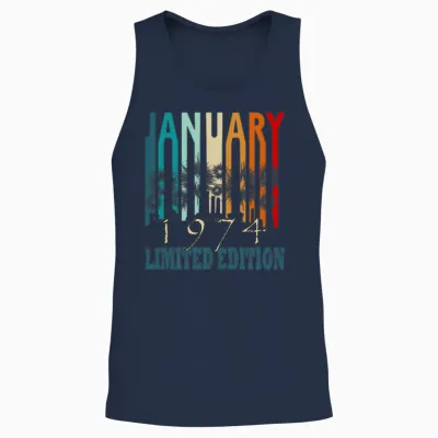 Born 1974 Januar Y Vintage Gift Unisex Tank Top - Navy