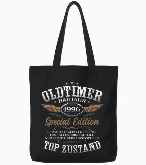 30th Birthday Man Vintage 1996 Vintage Funny Tote Bags in Black