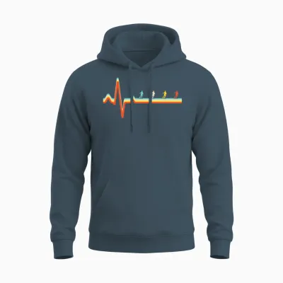 Ski Retro Heartbeat Unisex Hoodie - Dark Heather