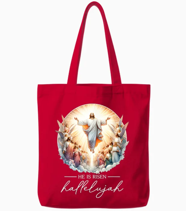2025 Pâques Jésus-Christ Ressuscité Belle Résurrection Tote Bags in Red
