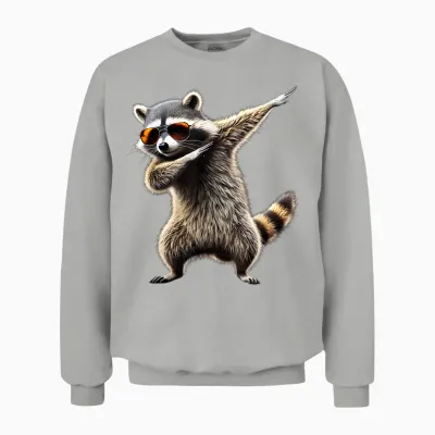 Dab a Raccoon with Sunglasses Dance Unisex Sweatshirt - Ash