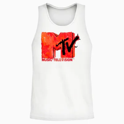 The Official Mtv Logo in Red Liquid Lava Flow Style Unisex Tank Top - White