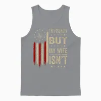 (on Back) I'm Friendly but My Wife Isn't Funny Wife Husband Unisex Tank Top in Sport Grey - 1
